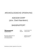 kaftafbeelding Archeologische opgraving Adegem dorp (prov. Oost-Vlaanderen) basisrapport