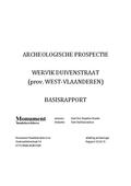kaftafbeelding Archeologische prospectie Wervik Duivenstraat (Provincie West-Vlaanderen) Basisrapport